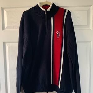 Navy and Red Men's Sweater